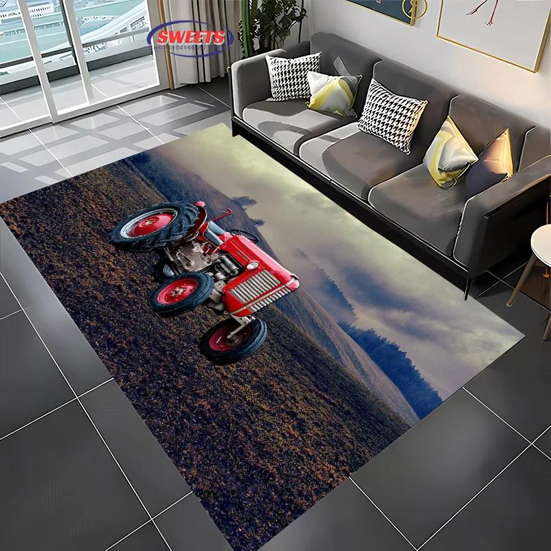 Large Machinery Tractor Series Pattern Large Carpet for Home Living Room Kids Bedroom,Sofa Doormat Floor Rug Anti-slip Decor Mat