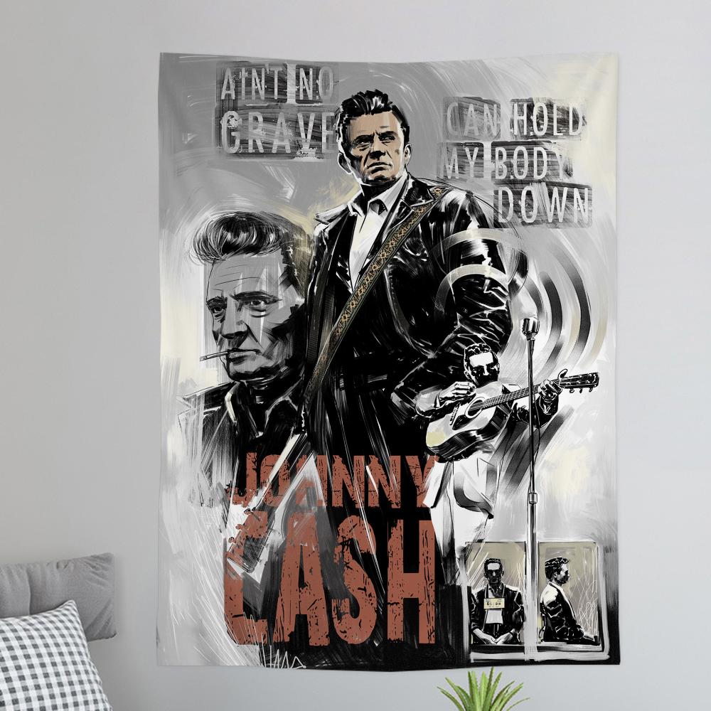 Berühmter JJohnny Cash Gitarrist Hippie Wandbehang Wandteppiche für Wohnzimmer Zuhause Studentenwohnheim Dekor Kunst Heimdekoration