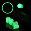 Fluorescent Car Tire Valve Caps, Glow In The Dark Tire Valve Caps Tire Valve Stem Covers Accessories (4pcs, Green)