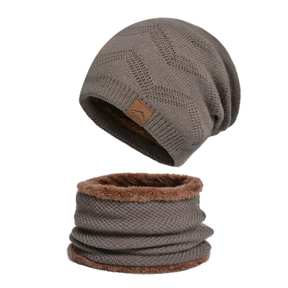 Stylish Design Thermal Knit Cap Soft Warm Wool Hat Winter Beanie Hat Scarf Set  Winter Season