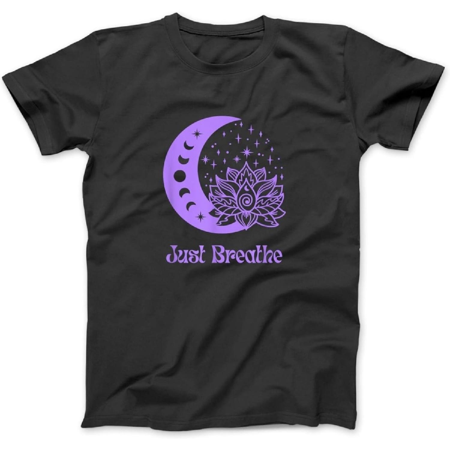 Yogi Purple Moon Phase Yoga Meditation Just Breathe Women s T-Shirt Sweatshirt Hoodie for Men Women Kids Made in Canada S