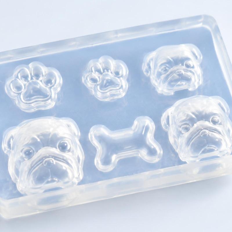 Assorted-Cavity Dog Casting Mould with Pet-Themed Motifs and Flexible Construction for Candle and Resin Craft Projects