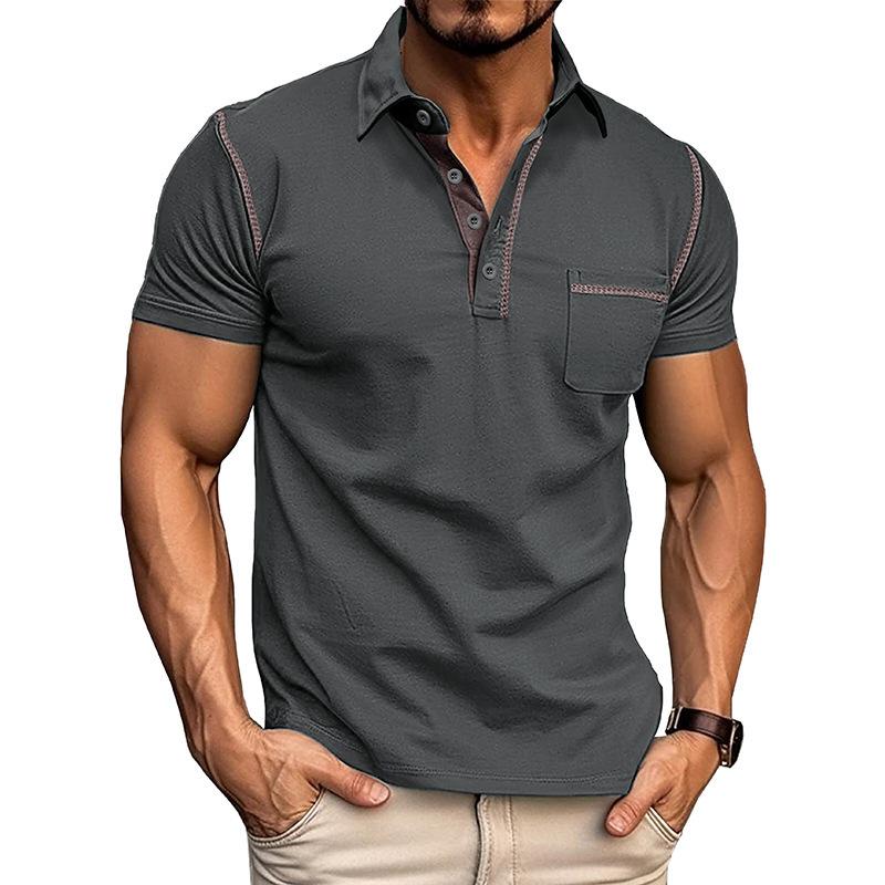Pánské letní polokošile s krátkým rukávem odvod vlhkosti Ležérní košile s límečkem Golfová trička Lehká pánská polokošile Slim Fit s knoflíky
