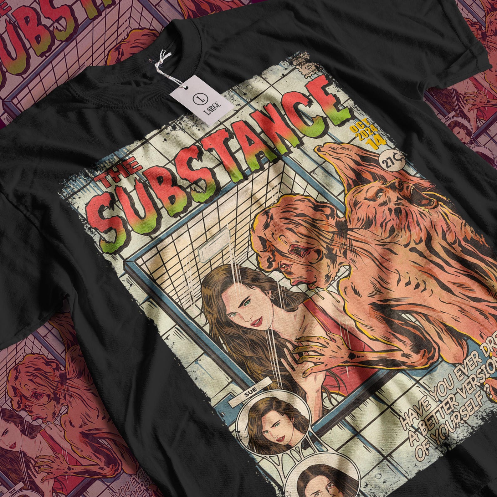 The Substance Movie T-Shirt: Vintage Horror Graphic Tee 3XL