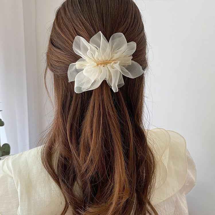 Chiffon Flower Hairpin – Elegant Summer Ponytail Clip for Women