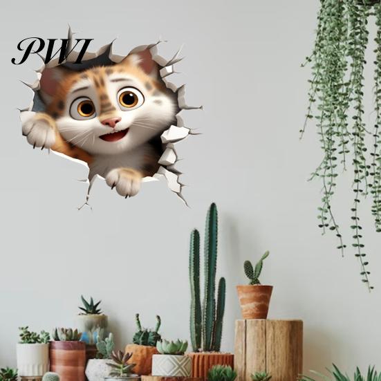 Cute Wall Decoration 2Pcs 3D Cartoon Mouse Cat Stickers Self-adhesive Nursery Decal Removable Waterproof High-Quality PVC Material Wear-resistant Easy