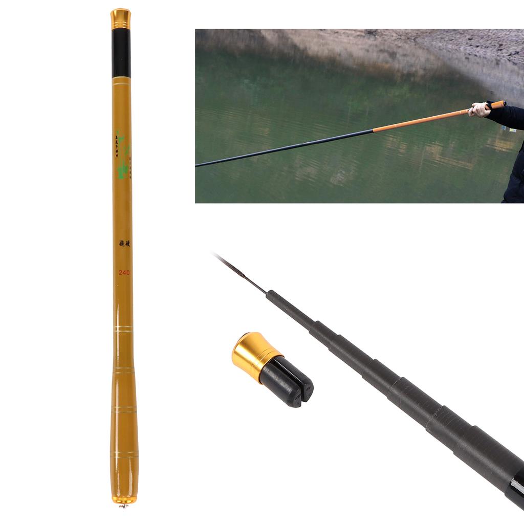 Fishing Rod Carbon UltraShort Portable Telescopic Travel Stream Pole(2.4 Meters )