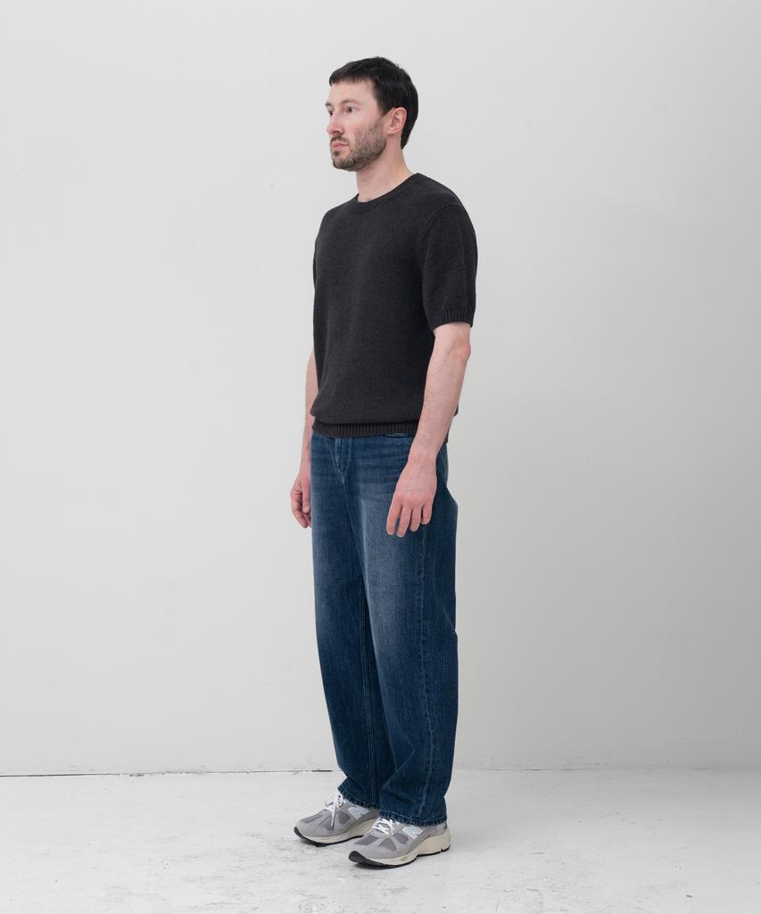 MANNERGRAM Upw Washable Cotton Round Short Sleeve Knit Dark Gray
