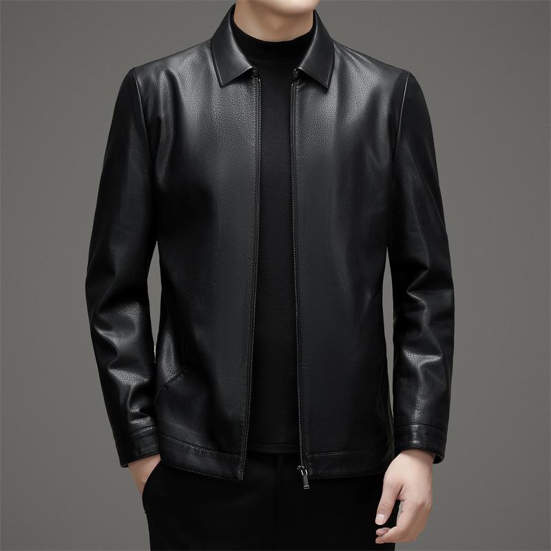 Genuine Leather Jacket for Men, Sheepskin, Middle-aged and Elderly Leather Jacket, Large Size Middle-aged Jacket