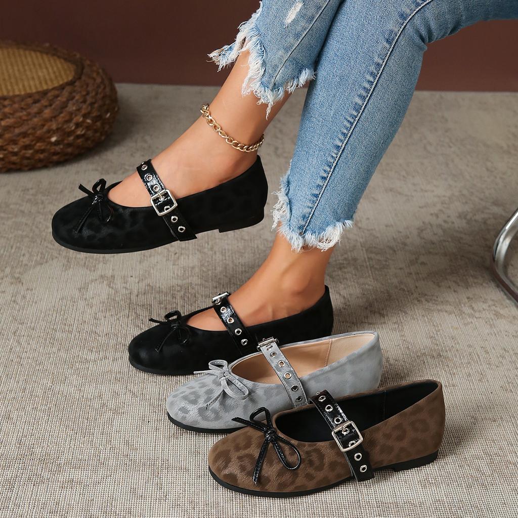 Women Flats Lightweight Mary Jane Shoes Classic Silk Bowtie Low Heel Shoes for Women Belt Buckle Comfortable Loafers Ladies
