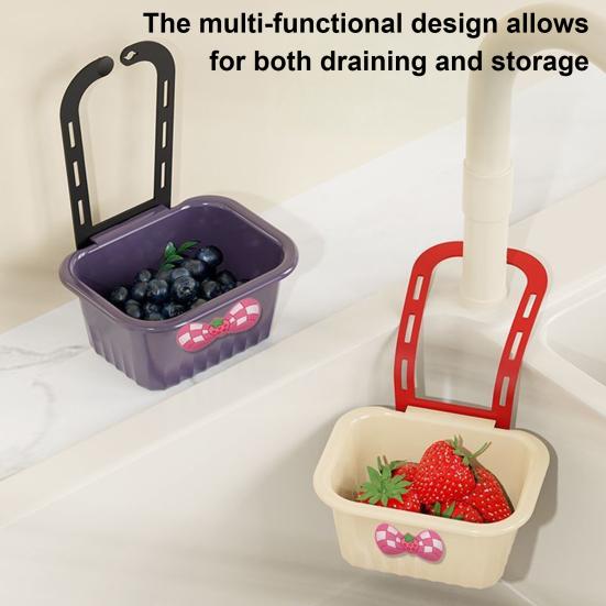 

Sink Hanging Strainer Drain Basket Large Capacity Quick-Dry Easy to Install Adjustable Sink Filter Kitchen Organizer зелений