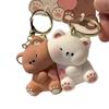 Cartoon Bear Couple Magnetic Keychain Set Resin Love Themed Keyring for Couples and Friend Bag Decoration Accessories