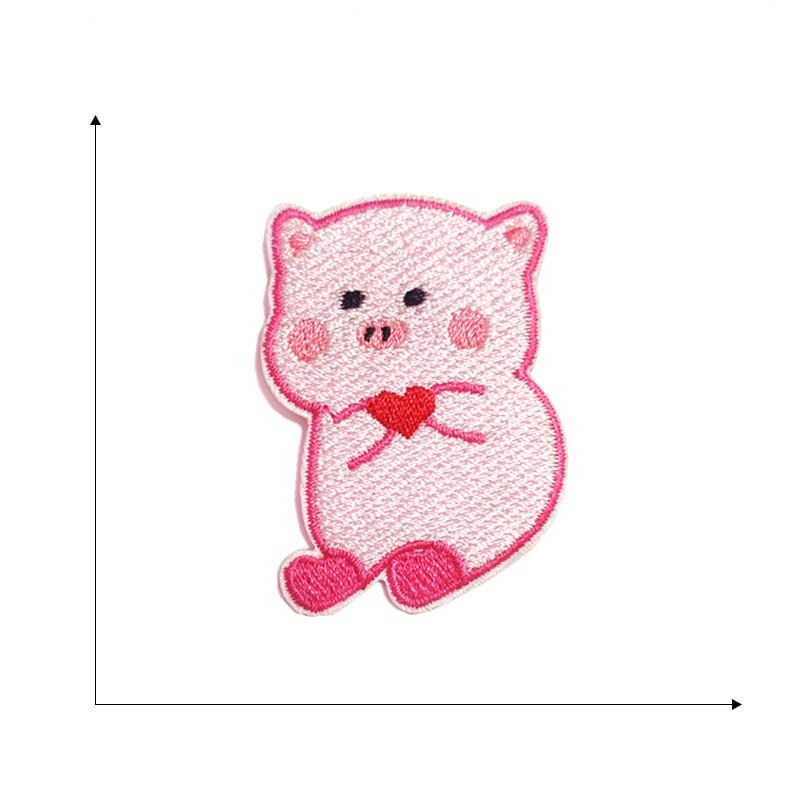 Cute Pink Pig Cartoon Embroidery Logo Patch for Clothing
