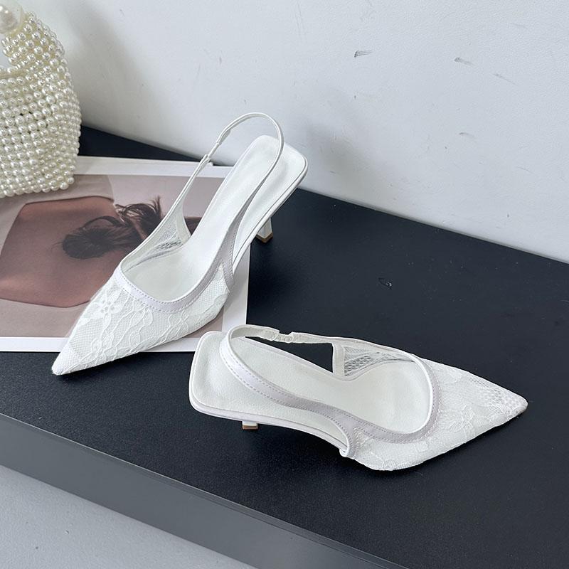 Fashion Pointed Toe Female High Heels Sandals Shoes For Women New 2025 Fashion Mesh Breathable Ladies Heeled Sandals Mules Shoes Pumps