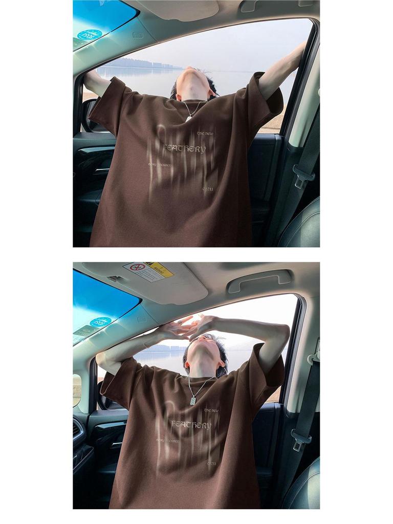 Mousse Grey Oversized Five-Sleeve T-Shirt, Men's Summer 2024 Trend, Plus Size