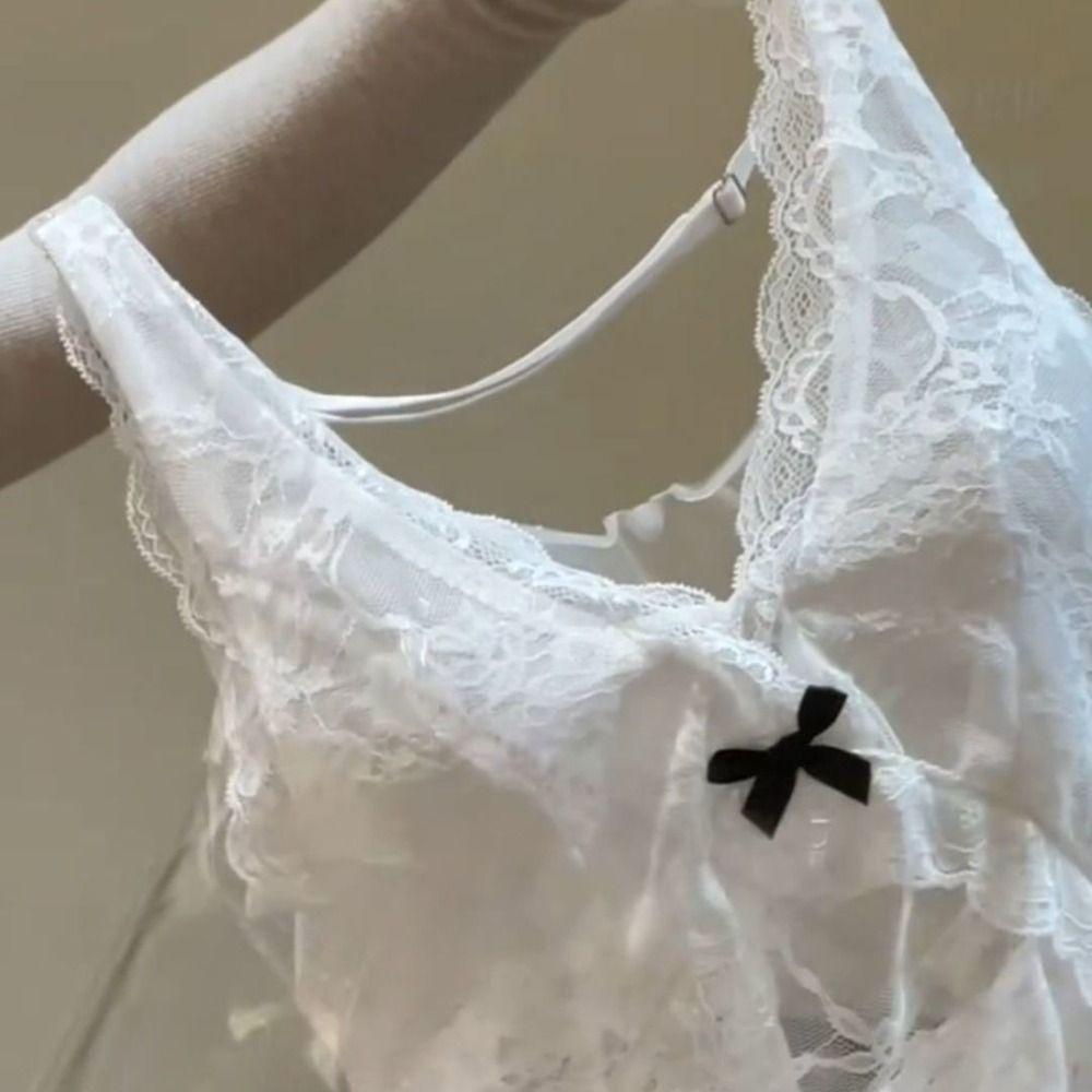 Polyester Lace-up Short Skirts V-neck Beachwear New Hollow Out Camisole  Women