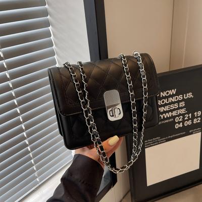 Niche Chain Bag Women's 2025 Summer Korean Version of Beautiful Fashion Simple Small Square Bag Casual Foreign Style Messenger Bag Women's Medium