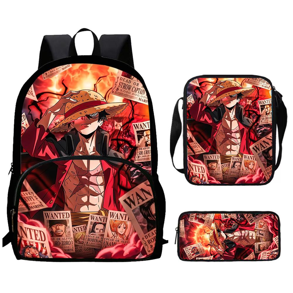 One Piece 3 In 1 Lightweight Adjustable Front Pocket School Backpack Set With Crossbody Bag Pencil Case For Boys Girls Ages 6-10
