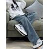 Vintage Blue Straight-Leg Jeans for Women, Plus Size, 2026 Spring New Style, Slimming Narrow Wide-Leg Pants for Pear-Shaped Body