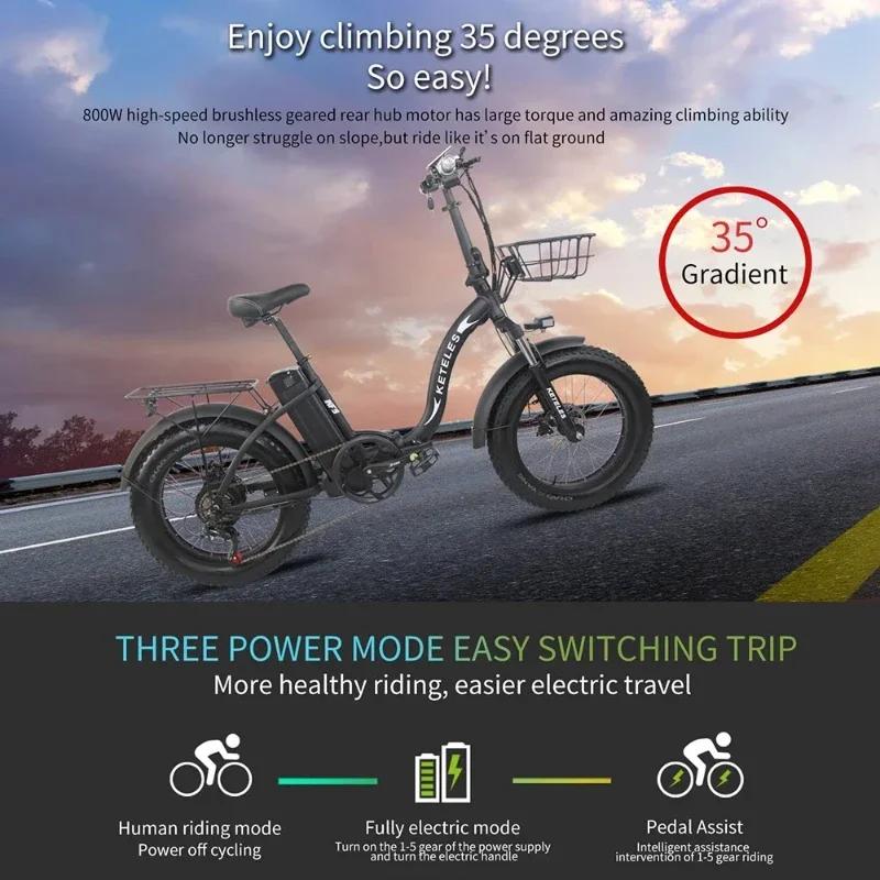 KETELES KF9 Elektrofahrrad 1000W Doppelmotor 48V35AH Lithiumbatterie Faltbares Elektrofahrrad für Erwachsene 20*4.0-Zoll Fat Tire Schnee E-Bike