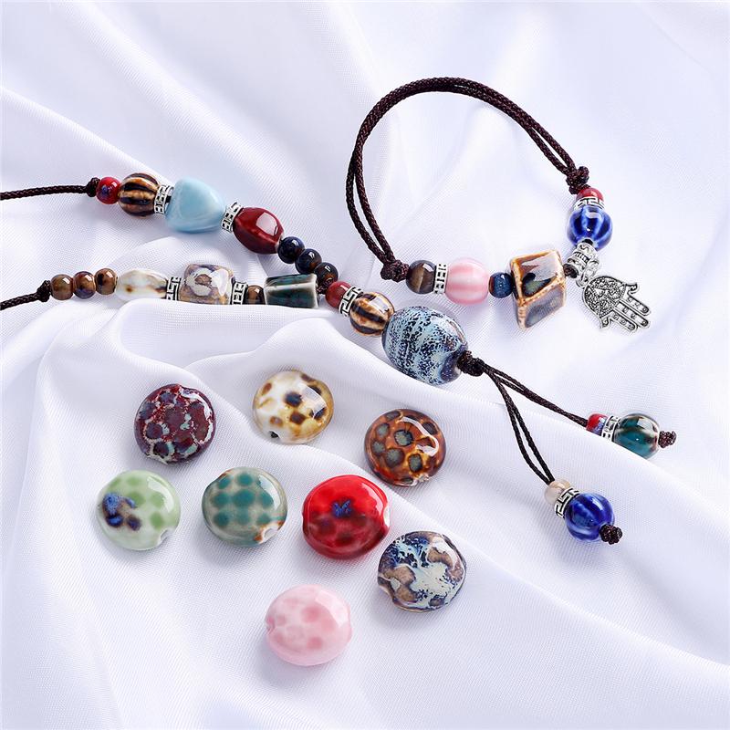 5 ks 19mm květinová glazura porcelánové korálky Oblate kulaté keramické korálky pro výrobu šperků DIY kouzla Náramek Náhrdelník řemesla