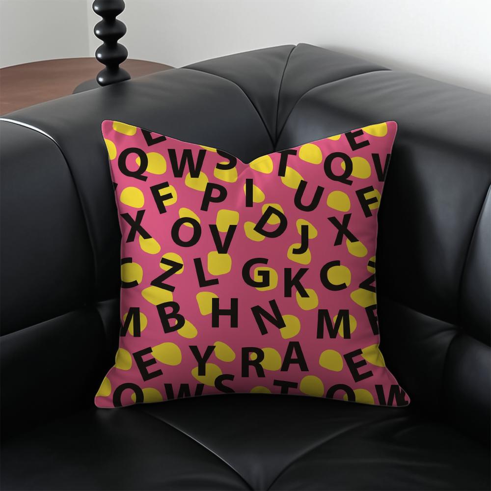 Simple English letters Cushion Cover Pillow Case Antidustmite Invisible zipper silky plush cushion