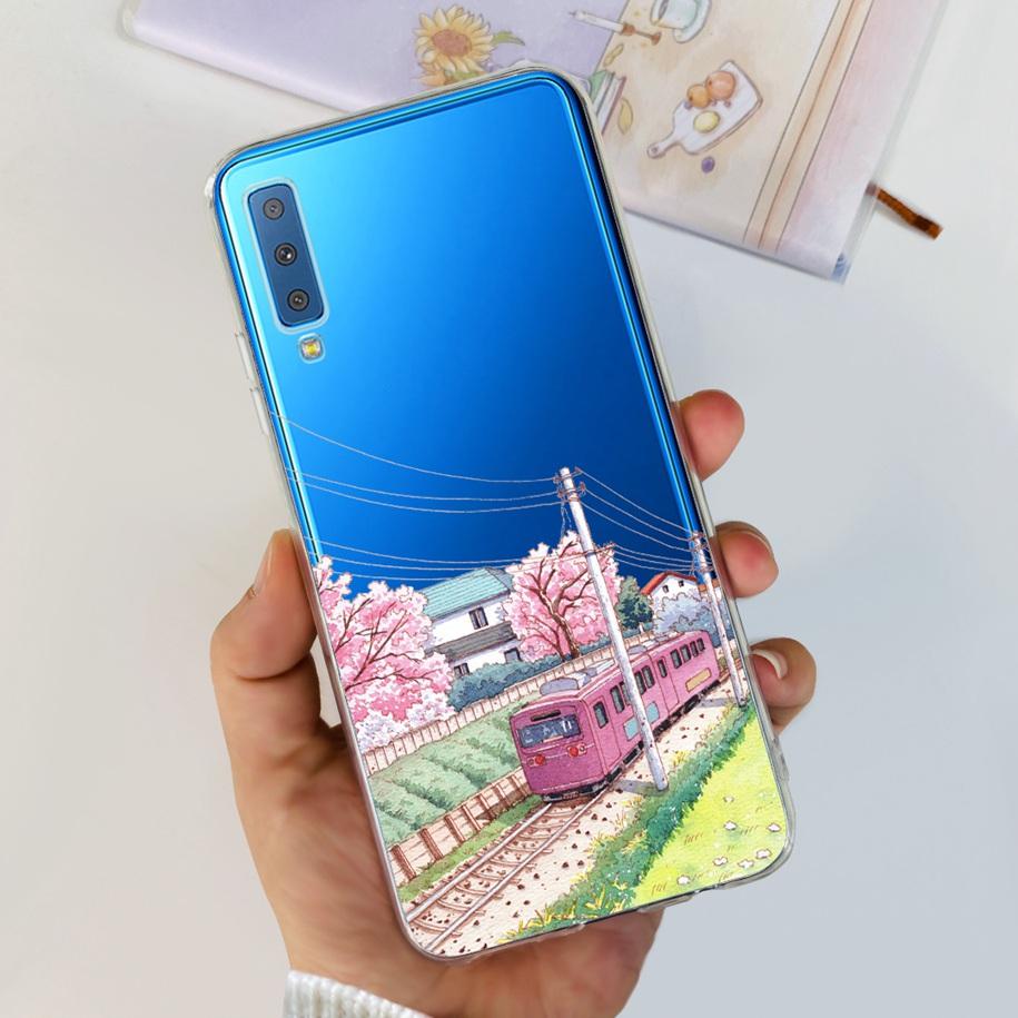 For Cover Samsung Galaxy A7 2018 Case New Fashion Flower Bumper Soft Silicone Phone Case For Samsung A7 2018 A750 SM-A750F Coque