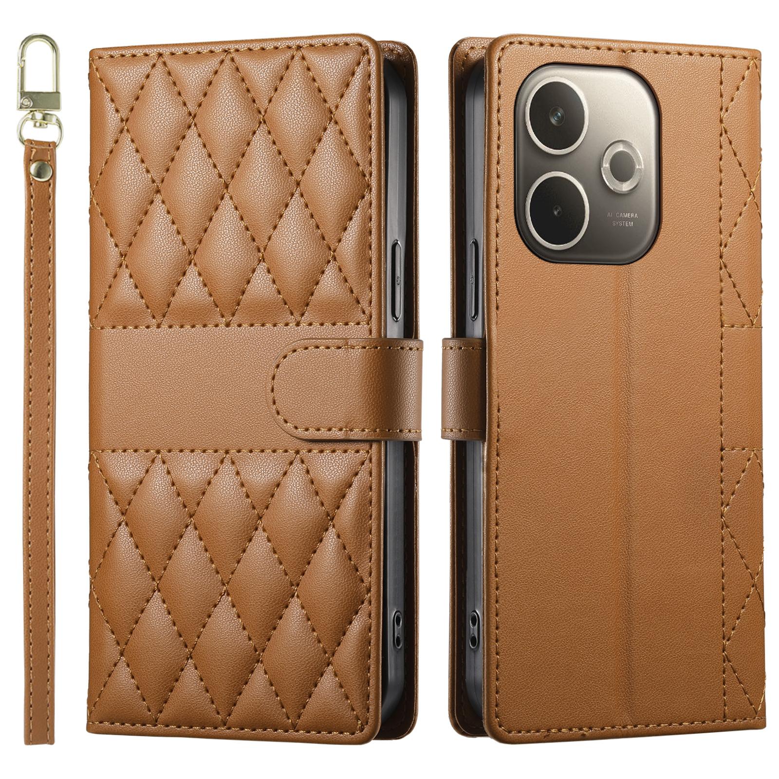 

For Oppo A5 Pro 4G (Global)/5G (Global)/A5 Energy 5G (China) Case Rhombus Stitching Wallet Stand Leather Phone Cover with Strap E
