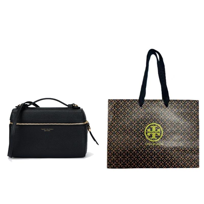 TORY BURCH Romy two-way zipper buckle adjustable and detachable shoulder strap cow leather handbag women's black 178948-001