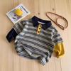 Kids Striped Color Block Polo Shirt Casual Spring Autumn Toddler Top