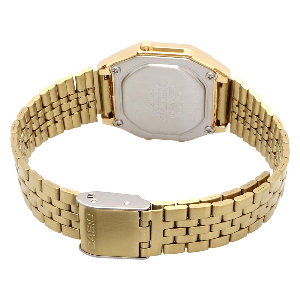 Zegarek cyfrowy CASIO Seria Vintage Ośmiokątna Tarcza Czarno-Złoty Odwrócony Wyświetlacz LCD Model Zagraniczny [Casio] LA680WGA-1B Damski
