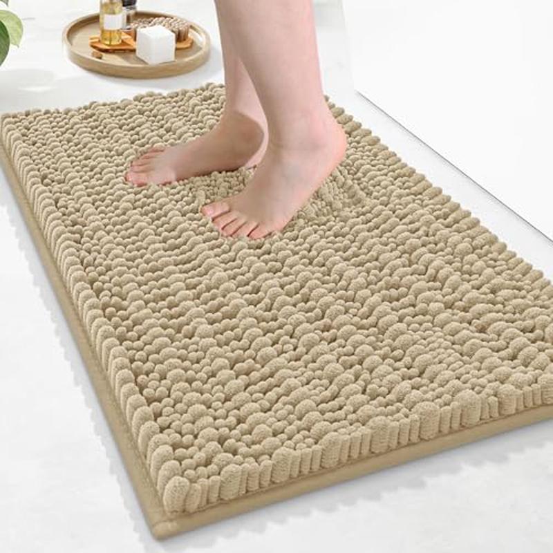 Tappetino da Bagno in Ciniglia Olanly Extra Morbido Shaggy Tappetino da Bagno Antiscivolo Tappeto da Pavimento per Bagno Assorbente Acqua Peluche Microfibra Tappeti Doccia
