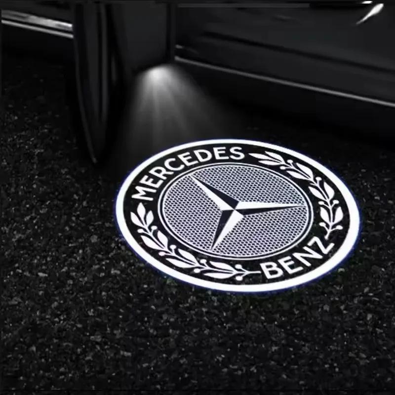 2pcs Car Door Light Laser Logo Decor Project Ghost Lamp For Mercedes Benz A B C M ML GLA GLS E Class W176 W205 W166 W246 W2121