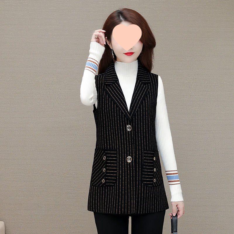 Plus Size Fleece-Lined Vest for Middle-Aged & Elderly Women - Stylish Autumn/Winter Suit Collar
