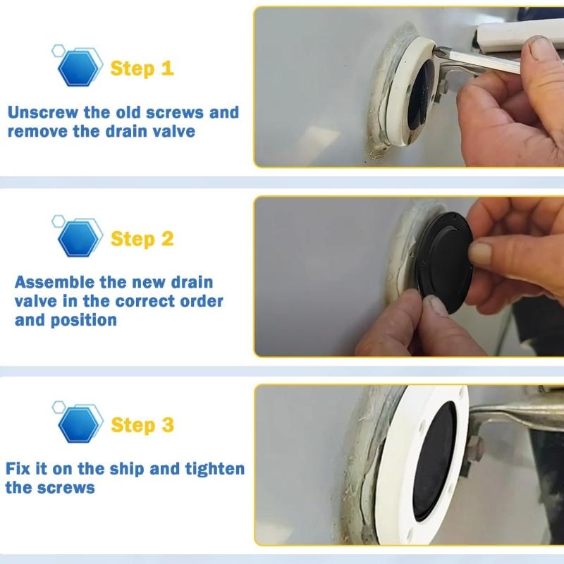 ABS Rubber Boat Drain Outlet Kit Prevents Water Backflow For Fishing Boats And Speedboats