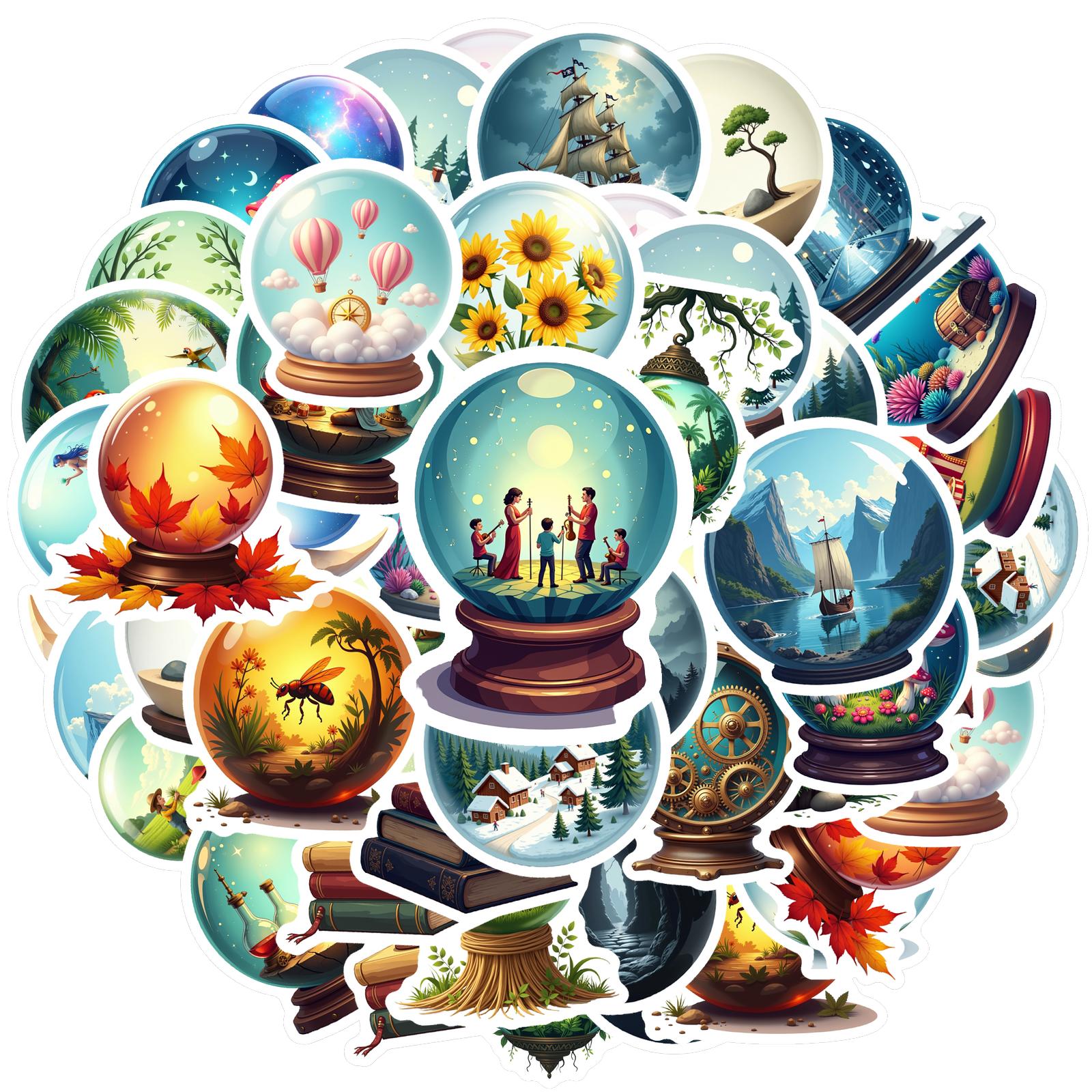 

35-150pcs Colorful Glass Ball Graffiti Stickers Diy Phone Guitar Laptop Notebook Suitcase Cup Waterproof Sticker Stationery