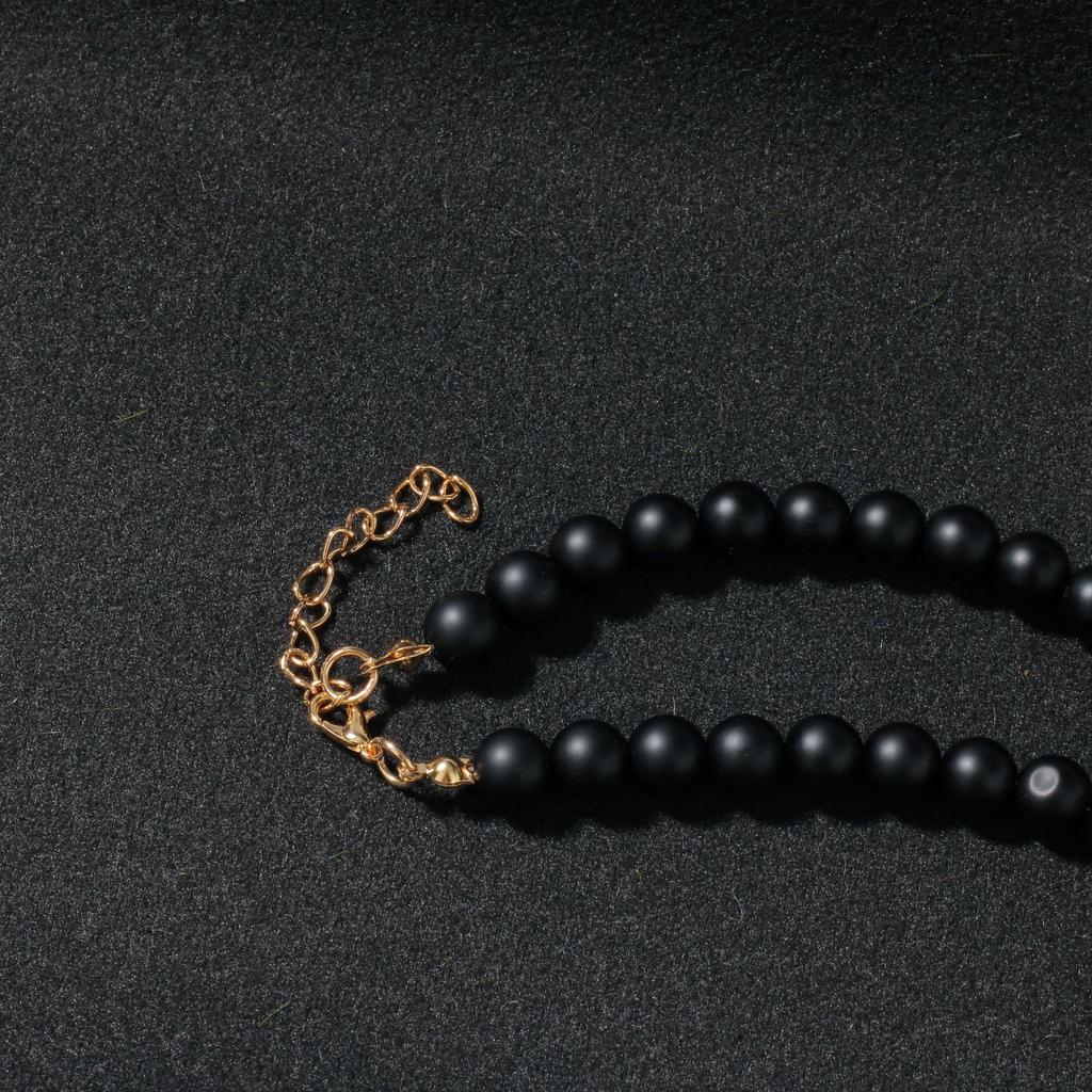Festive Gifts Matte Onyx Lava Rock Beaded Bracelet With Copper Spacers Minimalist Fashion Jewelry For Men Women Daily Wear Simple Versatile Accessory