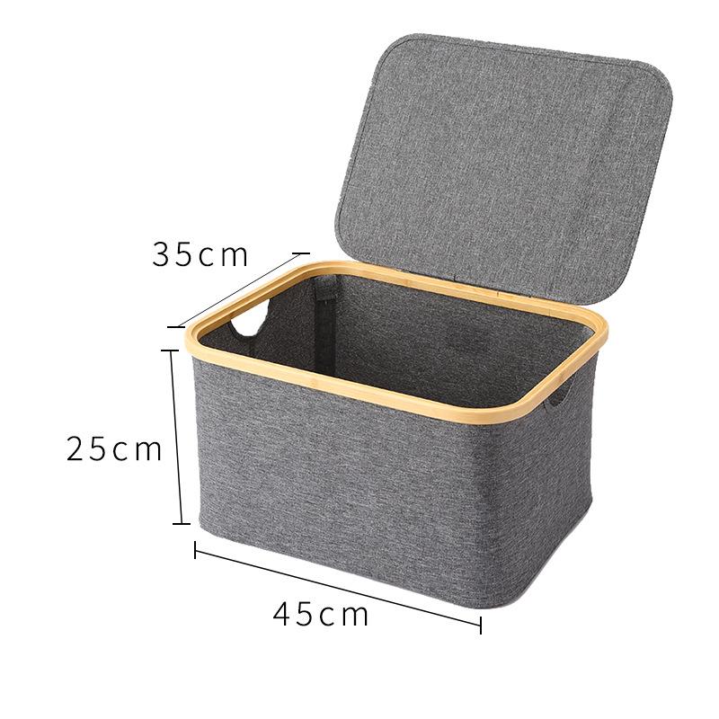 Foldable Bamboo Laundry Basket with Lid and Inner Bag for Bedroom or Bathroom