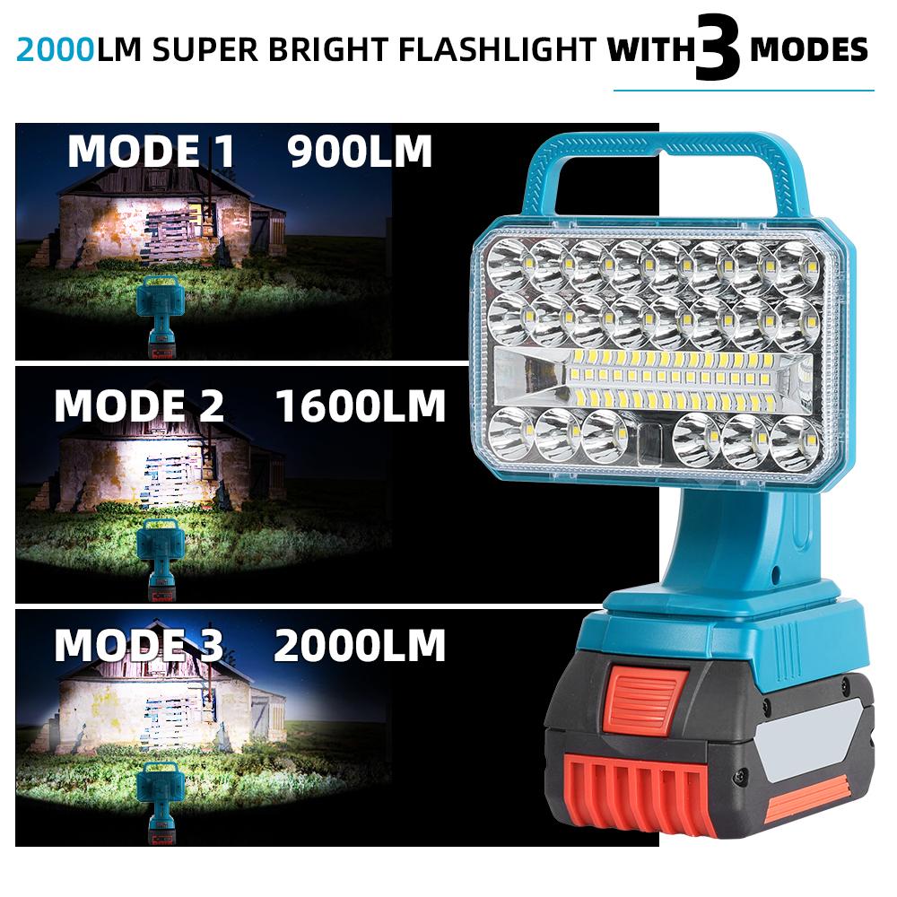 Suitable for Bosch 18v Lithium Battery Adjustable 120 ° LED 5-inch Ultra Bright Remote Control Portable LED Searchlight