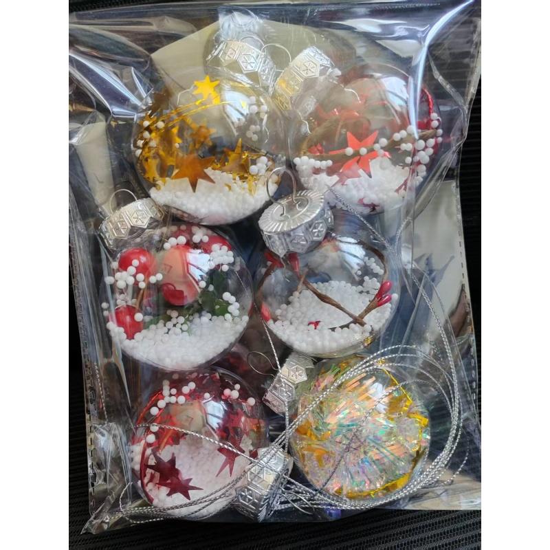 6pcs Christmas DIY Snowflake Baubles, Mixed Styles Plastic Assemblable Ornaments for Xmas Tree Party Photo Decor