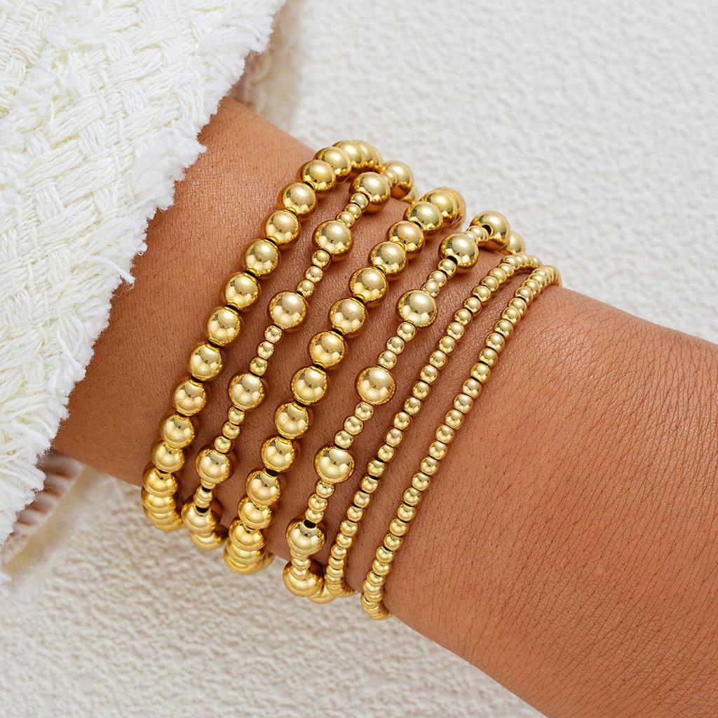 European/American Style Waterproof, Wear-Resistant Women's Beaded Elastic Bracelet - Fashionable, Stackable, and Simple Design