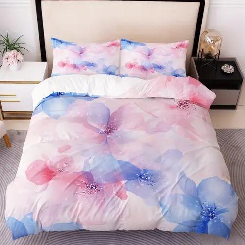 Comforter Pink Blue Cloud Pattern Queen King Size Starry Sky Bedding Set Girls Room Decoration Dream Garden 3 Pcs