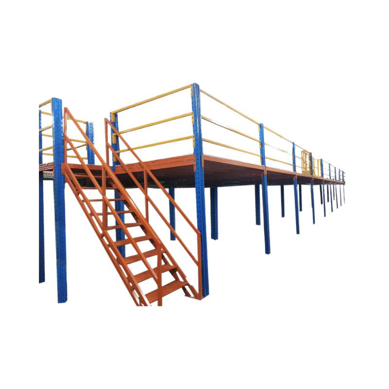 Heavy-Duty Two-Tier Steel Loft Shelving for Warehouse Storage