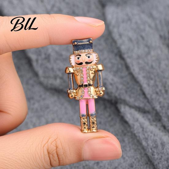 Decorative Suit Accessory Christmas Nutcracker Brooch Pin, Rhinestone Enamel Soldier Badge for Sweater Embellishment Pin Women Men, Xmas Holiday