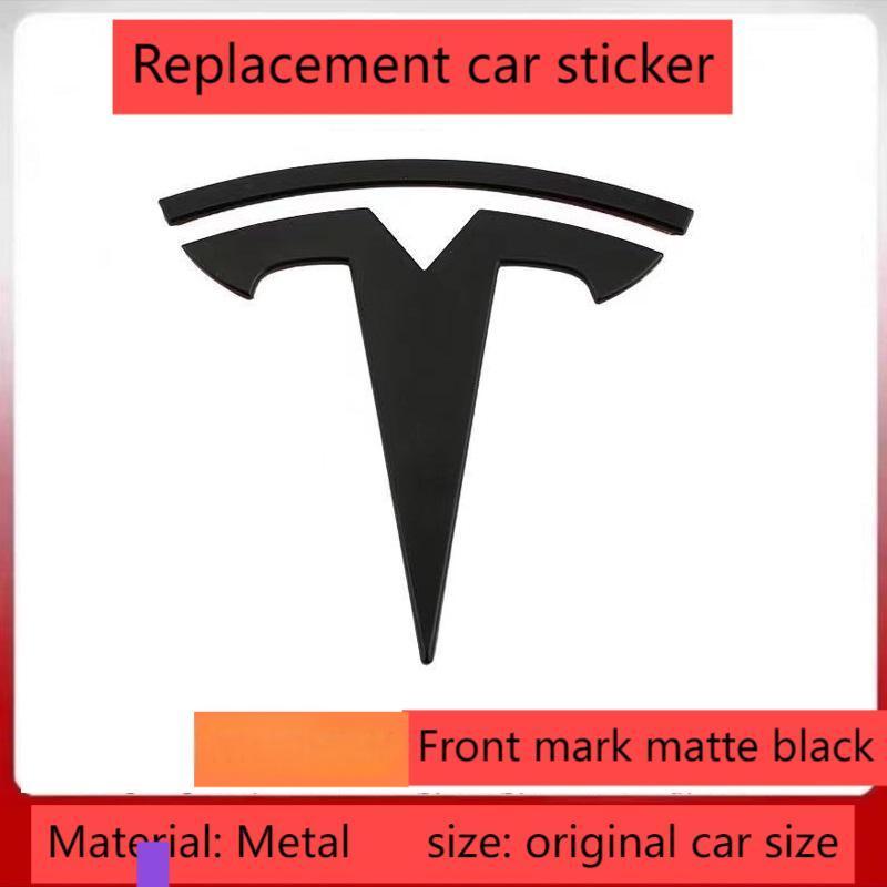 ALL1 metal For Tesla- Car Front Emblem Rear Trunk Emblem Suitable for Model 3 Mode Y logo replacement rear and rear logos blackening