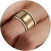 European and American Style Bright Surface Diamond Inlaid Wide Band Ring - Simple Luxury Finger Jewelry.
