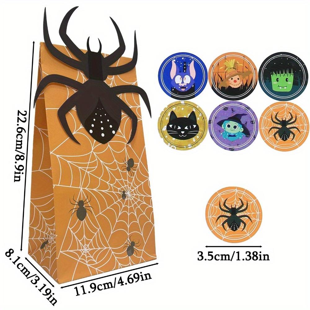 24pcs Halloween Treat Bags Party Tote Bag Packs Trick or Treat Goody Bags with Stickers Gift Bag Halloween Gift Bags Party Favor Bags Gift Wrap Bags