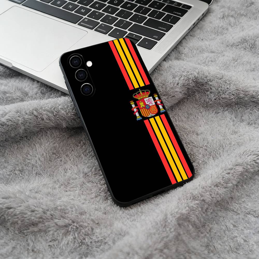 Spanish Flag Pattern Phone Case For Samsung Galaxy A73,A71 A72,A70,A53,A52,A51,Soft Silicone Black Cover
