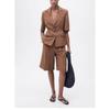 Lapel Half Sleeve Shoelace Suit Outwear 87057896 Mid Waist Pleated Straight Shorts 87067896
