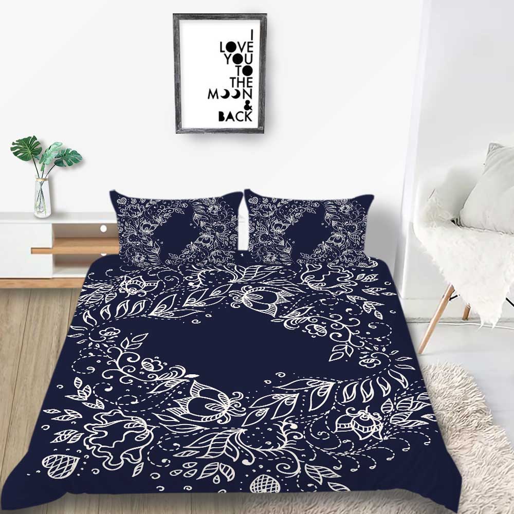 3D Jacquard Bedding Down Quilt Cover Pillowcase 2 or 3 Pieces of Datura Printed Microfiber Fabric Single Bed Double Bed Washable Ultra-soft Bedding